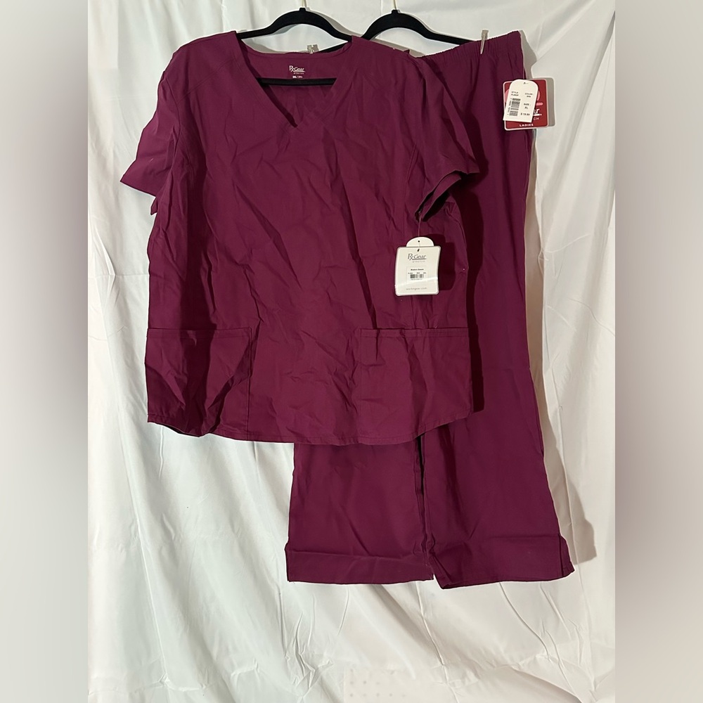 Women’s NWT RX Gear Wine Stretch Scrub Set Top 2XL/Bottom XL